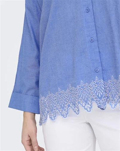 Only - ONLGraces Tulum Emb Skjorte - Blue Bonnet